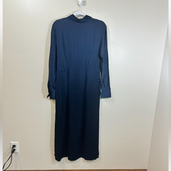 NWT Madewell Satin Button Front Midi Shirtdress Classic Indigo Blue Size 8 - Picture 7 of 15